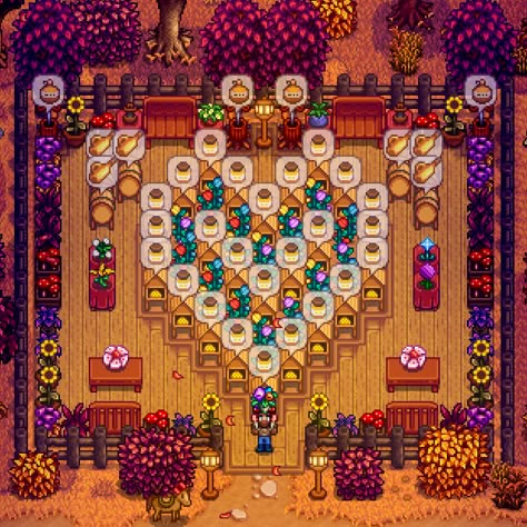 Stardew Valley Design, Stardew Valley Expanded, Flower Garden Layout, Stardew Farms, Stardew Valley Layout, Stardew Valley Tips, Stardew Valley Farms, Star Valley, Farm Layout