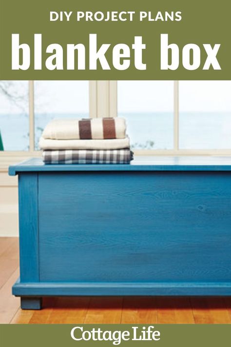 This simple DIY blanket box is a straightforward, easy build. You can modify the dimensions if you need to fit it into a small space. #DIY #build #woodworking #furniture #projectplans homedecor #farmhouse #blanket #CottageLife Must Have Woodworking Tools, Wooden Blanket Box, Farmhouse Blanket, Diy Blanket, Custom Branding Iron, Diy Projects Plans, Woodworking Tutorials, Simple Woodworking Plans, Furniture Board