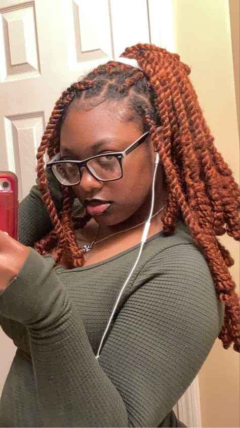 Marley Twists Ginger, Copper Twists Black Women, Ginger Spring Twists, Layered Passion Twist, Ginger Senegalese Twist, Ginger Marley Twist, Ginger Island Twist, Ginger Protective Styles, Invisible Locs Twist With Color