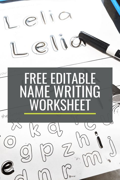 Free Name Writing Practice Sheet for Kindergarten via @kindergartenworks Name Printing Practice Sheets, Handwriting Worksheets For Kindergarten, Tk Ideas, Cat Activities, Prek Literacy, October Classroom, Name Writing Practice, Preschool Names, Writing Practice Sheets