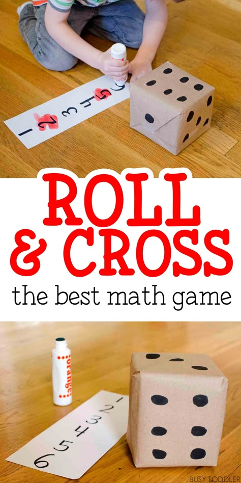 Roll and Cross Math Game: The best math game - my kids love this easy math activity! Homemade Dice, Easy Math Games, Oppgaver For Barn, Easy Math Activities, Easy Math, Math Games For Kids, Prek Math, Fun Math Games, Numbers Preschool