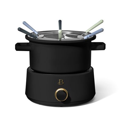 Arrives by Mon, Apr 17 Buy Beautiful 3QT Electric Fondue Set with Bonus 2QT Ceramic Pot, Black Sesame by Drew Barrymore at Walmart.com Oil Fondue, Fondue Ideas, Fork Ring, Fondue Forks, Fondue Pot, House Essentials, Chocolate Cheese, Fondue Set, Stainless Steel Pot