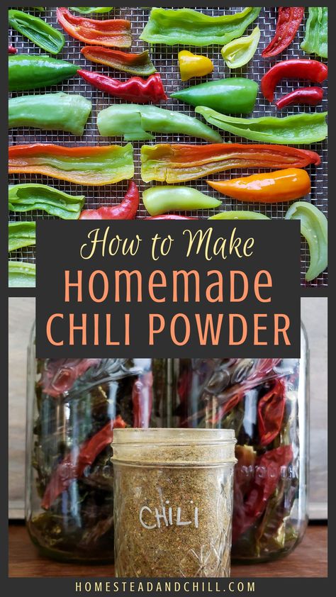 Read along to see how easy it is to make homemade chili powder, in just 4 simple steps. Bright and flavorful, homemade chili powder puts store-bought chili powder to shame. How To Freeze Tomatoes, Chili Powder Recipe, Homemade Chili Powder, Easy Homemade Chili, Make Apple Cider, Homestead Cooking, Make Apple Cider Vinegar, Lentil Curry Recipes, Tomato Powder