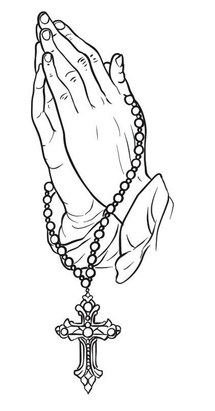 Praying Hands With Rosary Tattoo Stencil, God Hands Drawing, Praying Hands Tattoo Stencil, Leg Tattoo Stencil, Stencil Tattoo Ideas Men, Hands With Rosary, Praying Hands With Rosary, Praying Hands Tattoo Design, Hamsa Tattoo Design