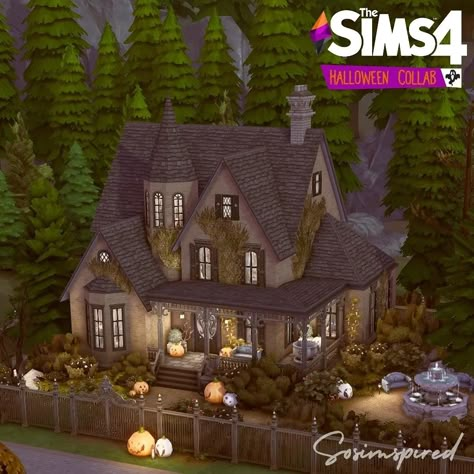 I made this spooky witch's house🎃 Do you like it? #sims #sims4 #thesims #thesims4 #builds #speedbuild #exterior #halloween #spooky #witchshouse #ts4 Spooky Sims House, Witch’s House Game, Bloxburg Spooky House Ideas, Sims 4 Spooky Build, Spell Caster House Sims 4, Witch House Sims 4 Plan, Sims 3 Witch House, Sims Wizard House, Bloxburg Witch House Ideas