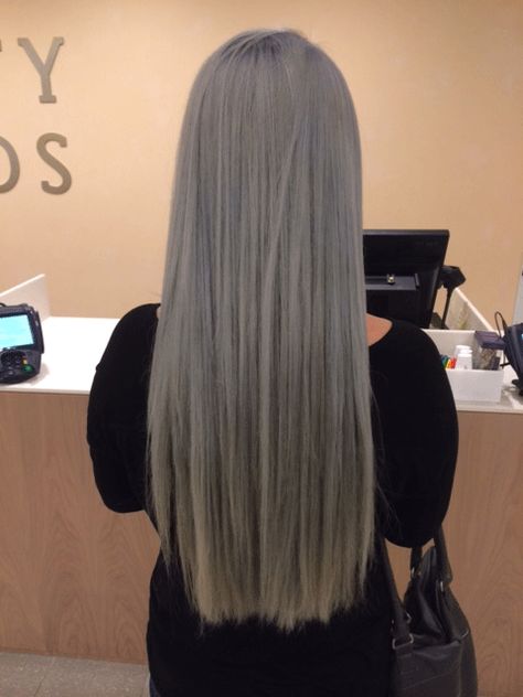 Slate Grey Hair, Short Long Hairstyles, Hairstyles Accessories, Charcoal Hair, Black To Blonde Hair, Lawton Oklahoma, Silver Blonde Hair, Ash Hair, Ash Hair Color