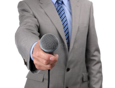 Interview with microphone. Businessman, journalist or reporter holding a microph , #Sponsored, #Businessman, #journalist, #Interview, #microphone, #conducting #ad Holding Microphone, Interview Microphone, Journalism Career, Celebrity Interview, Business Man, Interview, Career, Presentation, Stock Images