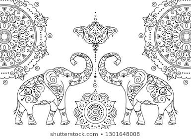 Traditional Elephant Design, Indian Elephant Drawing, Elephant Line Art, Bodhi Tree Art, Celtic Tree Tattoos, Indian Elephant Art, Book Line Art, Elephant Logo Design, Elephant Outline