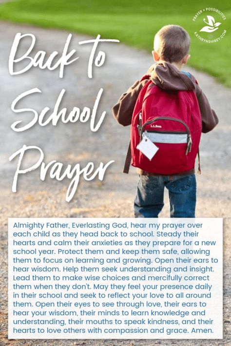 A back to school prayer for students. Pray for your children and students as they enter a new school year, that they will gain wisdom and understanding, seeking to reflect God’s love in all they do. Click through to grab this prayer for back to school today! || Kathryn Shirey #pray #prayer #prayerprompts #kathrynshirey Prayer For Students, Back To School Prayer, Prayer For Our Children, Teacher Encouragement, Back To School Quotes, Praying For Your Children, Prayer For My Children, School Prayer, First Day School