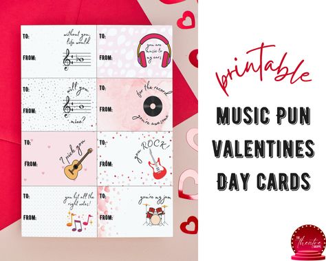 Music Pun Valentine Cards | Music Class | Printable Music-Themed Valentine Cards | Funny Valentines | Print Out, Download Card by TheTheatreShoppe on Etsy Valentine Cards Funny, Easy Valentine Cards, Music Puns, Punny Valentines, Funny Valentines Cards, Funny Valentines, Valentine Print, Valentine's Day Cards, Music Class