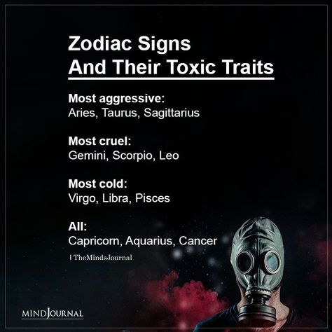 Darker than your dark side. What is your toxic trait based on your zodiac sign? Dark Facts About Zodiac Signs, Cancers Toxic Trait, Most Toxic Zodiac Signs, Zodiac Signs Dark Side, Libra Toxic Traits, Scorpio Toxic Traits, Taurus Toxic Traits, Capricorn Dark Side, Taurus Dark Side