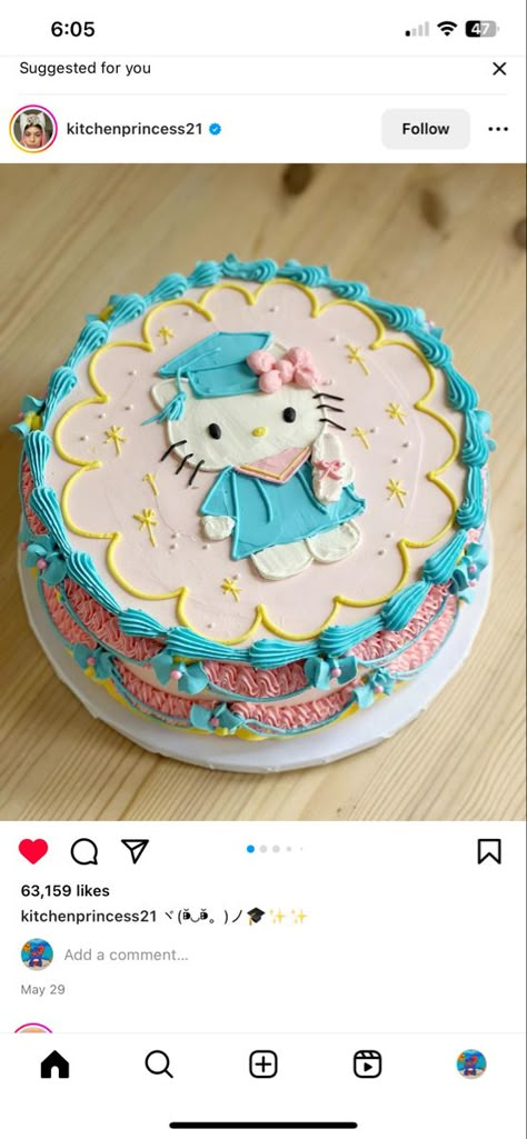 Kuromi Graduation, Hello Kitty Graduation Gift, Grad Cap Hello Kitty, Sanrio Graduation, Hello Kitty Graduation Cakes, Hello Kitty Graduation, High School Graduation Cakes, Chef Boyardee, 25th Birthday Cakes