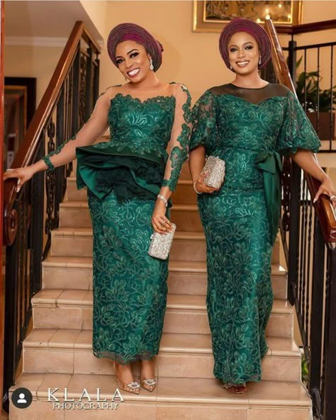 2019 WEDDING COLOR: EMERALD GREEN | THE ASO-EBI JUNKIE! Latest Lace Styles, Nigerian Lace Dress, Nigerian Dress Styles, Aso Ebi Lace Styles, Nigerian Dress, Nigerian Lace Styles Dress, Nigerian Lace Styles, African Lace Styles, Lace Dress Design