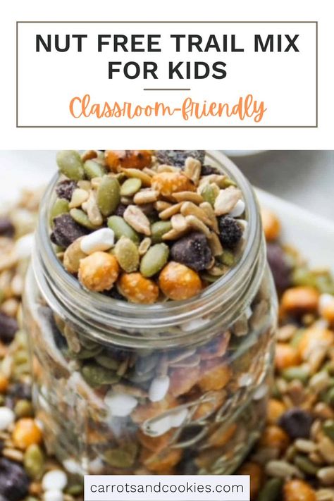 Nut Free Trail Mix for Kids Trail Mix For Kids, Nut Free Trail Mix, Easy Kid Friendly Snacks, Carrots Cookies, Trail Mix Recipe, Nut Free Snacks, Trail Mix Recipes, Homemade Trail Mix, Kid Friendly Snack