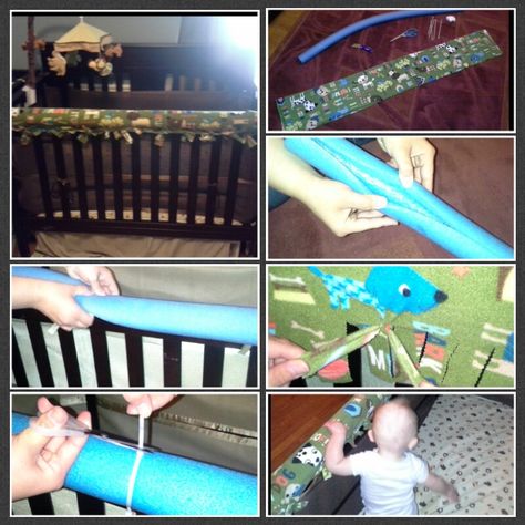 20 minute $20 no sew crib rail guard! Pack N Play Toddler Bed, Crib Teething Guard, Diy Toddler Bed, Crib Rail Guard, Baby Crib Diy, Parenting Hacks Baby, Diy Crib, Baby Luna, Baby Olivia