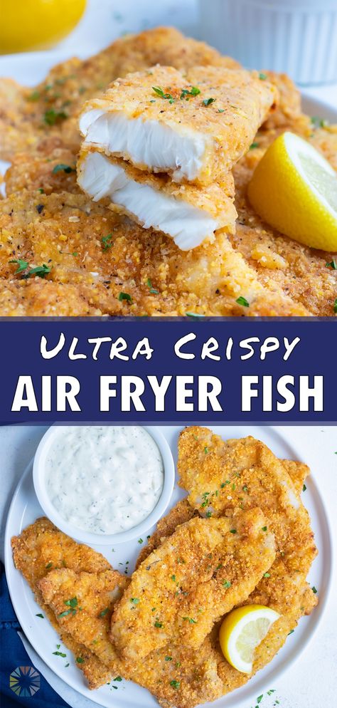 air fryer fish Cornmeal Crust, Air Fried Fish, Air Fryer Fish Recipes, French Ideas, Recipes Fish, Air Fryer Fish, Jambalaya Recipe, Air Fryer Oven Recipes, Fried Fish Recipes