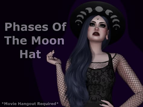 Sims 4 Witch House, Movie Hangout, Lola Hair, Moon Hat, Medieval Witch, Witch Accessories, Sims Medieval, Cc Hats, Witch Dress