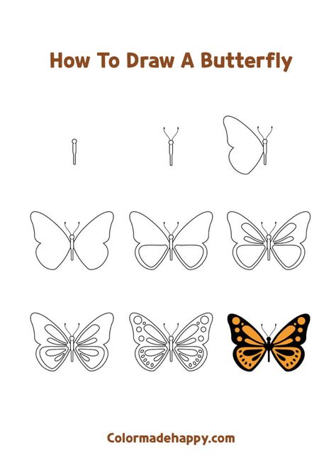 How to Draw a Front Facing Butterfly: Step by Step Butterfly Drawing Ideas, Butterfly Drawing Easy, How To Draw Butterfly, Easter Mason Jar Crafts, Butterflies Drawing, Draw Butterfly, Butterfly Step By Step, Draw A Butterfly, Easy Butterfly Drawing