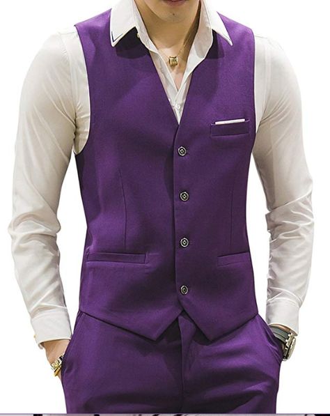 Casual Vest Outfits Men, Purple Vest Outfit, Casual Suit Vest, Mens Dress Vests, Vest Outfits Men, Purple Vest, Formal Men, Mens Waistcoat, Purple Vests