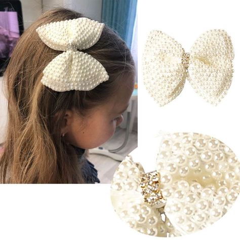 Cheap Hair Accessories, Pearls Hair, Bling Bows, Renewal Wedding, Big Hair Bows, Bella Hair, Hair Grips, Diy Things, Handmade Hair Bows