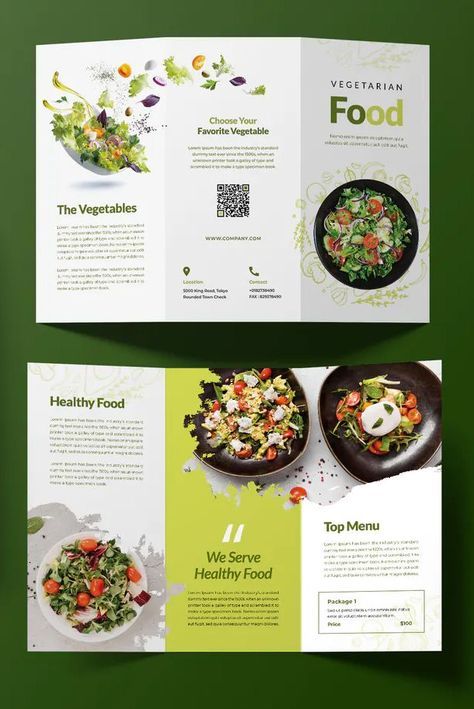 Food Broucher Design Creative, Restaurant Brochure Design Layout, Leaflets Food, Food Menu Brochure Design, Menu Healthy Food, Food Brochure Design Ideas, Food Leaflet Design, Food Brochure Design Creative, Trifold Brochure Design Creative