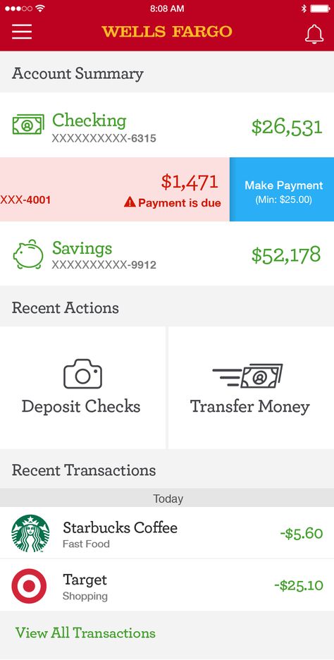 Wells Fargo Checking, Credit Card Infographic, Wells Fargo Account, Account Balance, Id Card Template, Earn Money Online Fast, Banking App, Money Stacks, Statement Template