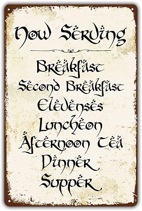 Hobbit Menu Sign, Second Breakfast Lotr, Lotr Signs, Lotr Kitchen, Hobbit Sign, Hobbit Christmas, Hobbit Kitchen, Lotr Decor, Lotr Birthday