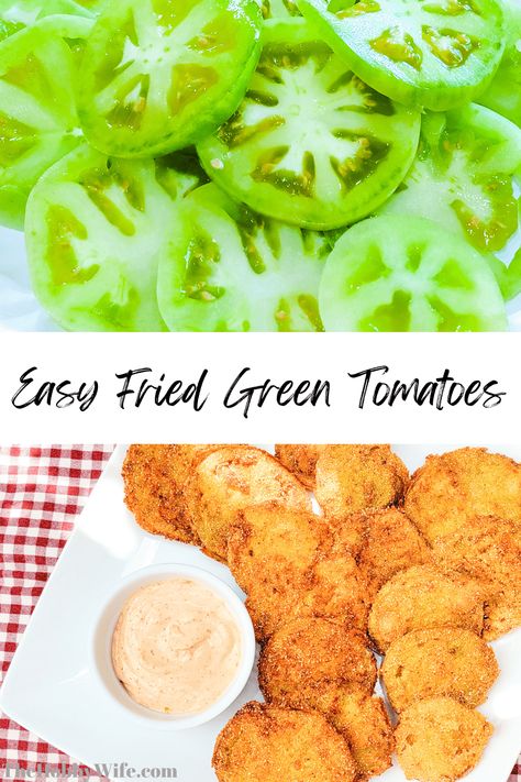 Easy Fried Green Tomatoes Recipe - The Hobby Wife How To Fry Green Tomatoes, How To Cook Fried Green Tomatoes, Fried Green Tomatoes Sandwich, Fried Green Tomatoes Recipe Easy Oven, Fried Green Tomatoes Without Buttermilk, Batter For Fried Green Tomatoes, Oven Fried Green Tomatoes Recipe, Low Carb Fried Green Tomatoes, Friend Green Tomatoes Recipe