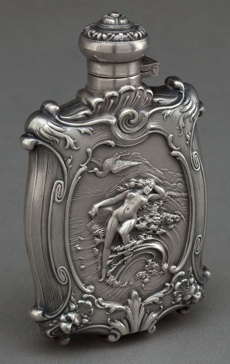 A KERR SILVER FLASK . Wm. B. Kerr & Co., Newark, New | Lot #68237 | Heritage Auctions Antique Flask, Silver Flask, Vintage Flask, Whiskey Flask, Newark New Jersey, Flask Bottle, Drinking Horns, Hip Flask, Silver Accessories