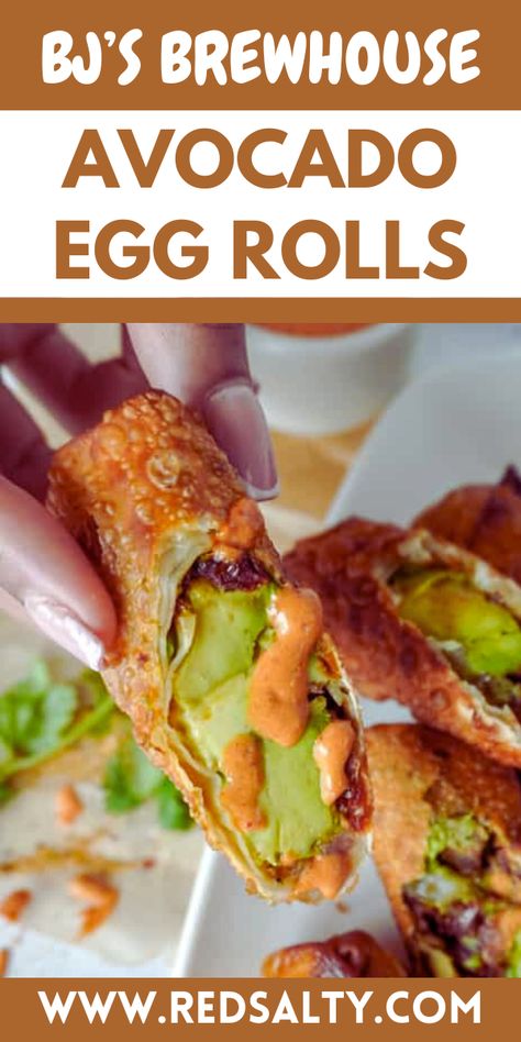 Looking for a yummy appetizer? Well, BJ's Brewhouse Avocado Egg Rolls recipe is the answer. #EggRollsRecipe #BJ’sBrewhouse Avocado Egg Rolls Bjs Recipe, Bjs Avocado Egg Rolls Recipe, Avocado Eggroll Recipe, Avacado Egg Rolls, Avacodo Egg, Ube Polvoron Recipe, Polvorones Recipe, Avocado Egg Rolls, Egg Rolls Recipe