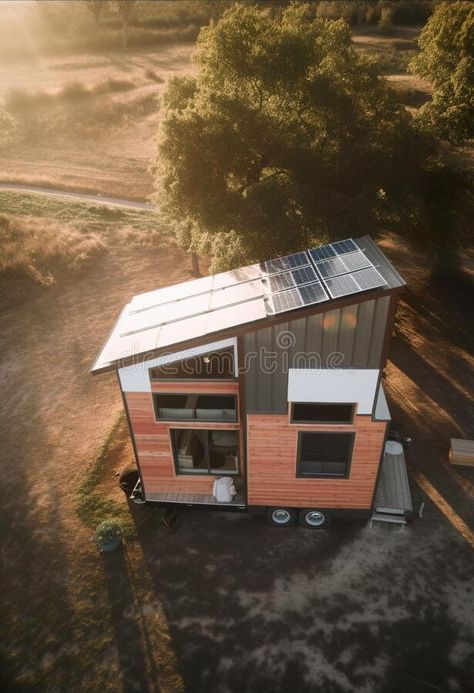 A tiny house with a solar panel on the roof. Generative AI image. royalty free stock photography Tiny House Solar Panels, Solar Panels Roof, Stock Photography Free, The Roof, Solar Panel, Solar Panels, Tiny House, Stock Photography, Stock Illustration