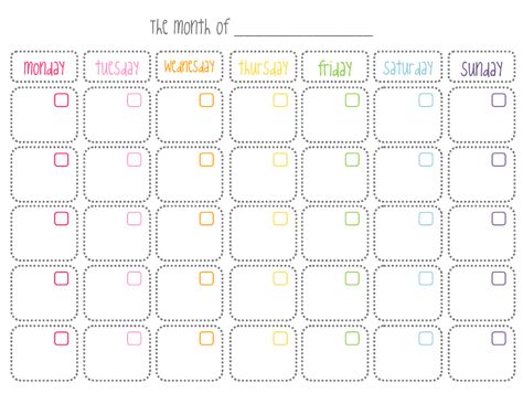 Cute Blank Monthly Calendar Printable Blank Monthly Calendar, Blank Calendar Template, Workout Calendar, Calendar Templates, Printable Calendar Template, Blank Calendar, Monthly Calendar Printable, Free Printable Calendar, Kids Calendar