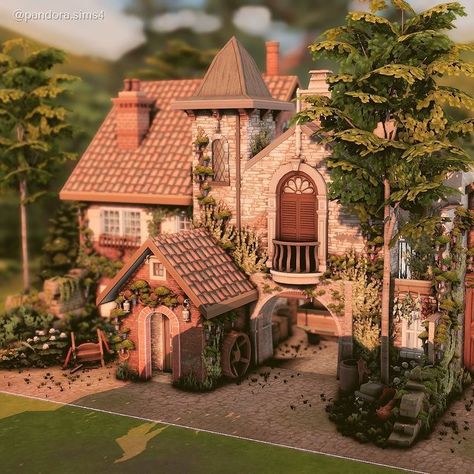 Sims 4 Old House, Sims 4 Farm, Cottage Mansion, Sims 4 Cottage, The Sims 4 Lots, Fairytale House, Sims Builds, Sims 4 House Building, Sims 4 House Plans