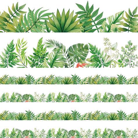 Nature Border Design, Plant Border Drawing, Plant Border Design, Leaf Border Designs For Projects, Leaf Boarder Designs, Leaves Border Design, Plant Bulletin Board, Tropical Borders, Tropical Border Design