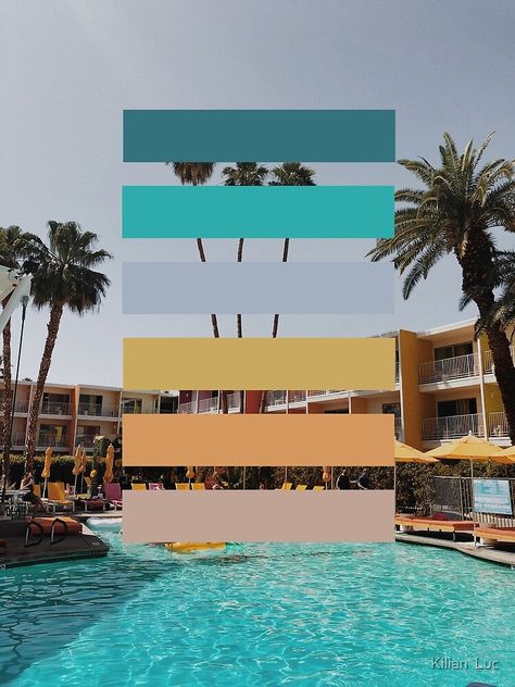 Palm Springs Color Palette, Palm Springs Exterior, Palm Springs Bathroom, Palm Springs Interior Design, Color Palette Art, House Color Schemes Interior, Palm Springs Interior, Mid Century Palm Springs, Palm Springs Retro