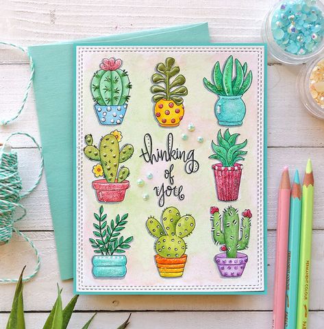 Living My Dream: SSS Believe In You Release Blog Hop - Day 1 Succulents Watercolor, Never Quit, Succulent Art, Card Watercolor, Watercolor Prints, Cactus Art, Plant Drawing, Fun Cute, Cactus And Succulents