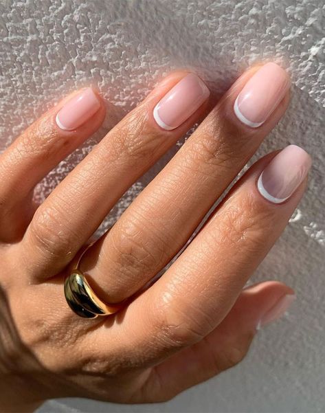 Reverse Tips Nails, Reverse French Manicure Almond Nails, Reverse French Nails Acrylic, Reverse Manicure French, Reversed French Manicure, Aubrey Nails, Reverse French Tip Nails, Bridal French Manicure, Reverse French Tip