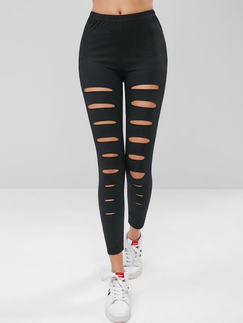 Heavy Ripped Leggings  BLACK , #AD, #Ripped, #Heavy, #BLACK, #Leggings #Ad Leggings With Holes, Torn Leggings, Ripped Leggings, Elastic Waist Leggings, Leggings Activewear, Black Leather Leggings, Diy Fashion Accessories, Sport Tights, Leggings For Women