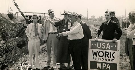 Eleanor Roosevelt in Des Moines, Iowa talking with a project superintendent about a WPA project to convert a city dump into a water front park. June 8, 1936. Works Progress Administration, Franklin Delano Roosevelt, Civilian Conservation Corps, Presidential Libraries, Home Owners, Des Moines Iowa, Economic Systems, Eleanor Roosevelt, Old Quotes