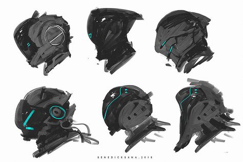 Scifi Full Helmet Designs 001 by benedickbana Mech Helmet, Sci-fi Helmet, Concept Art Landscape, Helmet Concept, Helmet Designs, Image Spiderman, Futuristic Armour, Arte Robot, Arte Cyberpunk