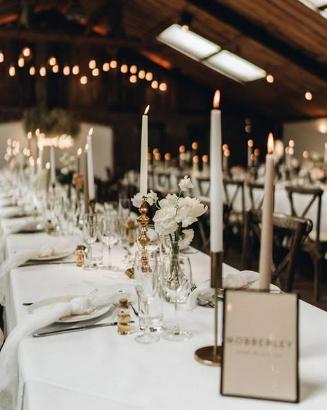 Wedding Table Gold Candlesticks, Bud Vases And Candles Centerpiece Long Table, Bud Flowers Wedding Table, Candle Stick Table Setting, Taper Candles And Bud Vases Wedding, Family Style Wedding Dinner Table Decor, Stem Vases Wedding, Wedding With Lots Of Candles, Bud Vases And Candles Wedding