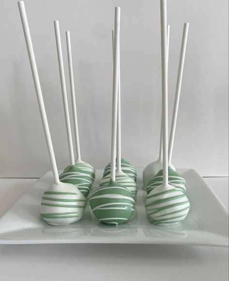 Cake Pops Sage Green, Sage Green And Gold Cake Pops, Light Green Theme Birthday Party, Sage Green And White Cake Pops, Sage Green Birthday Party Theme, Graduation Party Cake Pops, Sage Green Bday Party Decor, Sage Green Grad Party Decor, Sage Green Sweet 16 Party Ideas