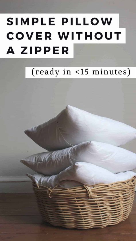 In this simple tutorial for beginners learn how to make a pillow cover without a zipper in under 15 minutes. This simple project will show you how to transform any pillow you come across into something beautiful. Sewing Pillow Patterns, Make A Pillow Cover, Making Throw Pillows, Throw Pillow Covers Diy, Ikea Pillows, Throw Pillow Diy, Diy Throw Pillows, Make A Pillow, Easy Pillows