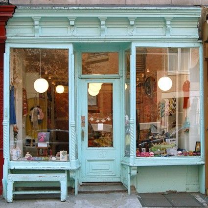 Shabby shop...been there!  My daughter even sat on that most adorable bench! Purl Soho, Shop Fronts, Shop Front, Store Front, Shop Window, Shop Display, Vintage Store, Cafe Bar, Window Display