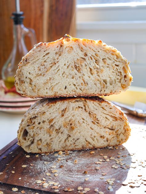 Honey Toasted Oatmeal Sourdough Bread (+ Perfect Grilled Cheese Recipe)