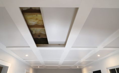 Faux Coffered Ceiling, Diy Coffered Ceiling, Finish Basement Ceiling, Drop Ceiling Basement, Drop Ceilings, Basement Decoration, Basement Office, Basement Remodel Diy, Diy Basement