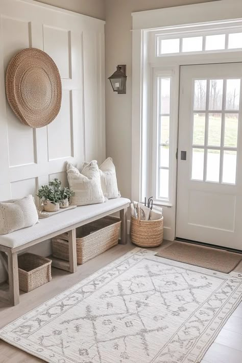 "Elevate your entrance with the clean lines and natural beauty of a Minimalist Scandinavian Entryway! 🚪🍃 Perfect for creating a stylish and functional space. 🌟✨ #EntrywayDecor #ScandinavianStyle #MinimalistHome" Small Foyer Ideas Entryway, Small Foyer Ideas, Scandinavian Entryway, Entryway Bench Ideas, Organized Ideas, Foyer Ideas Entryway, Mudroom Remodel, Small Foyer, Bloxburg Ideas