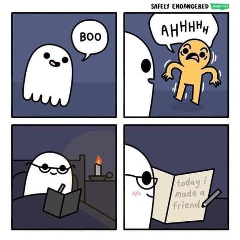 Safely Endangered, Reading Meme, Ghost Memes, Friends Memes, Need Friends, Friendly Ghost, Losing Friends, Spooky Ghost, Memes Br