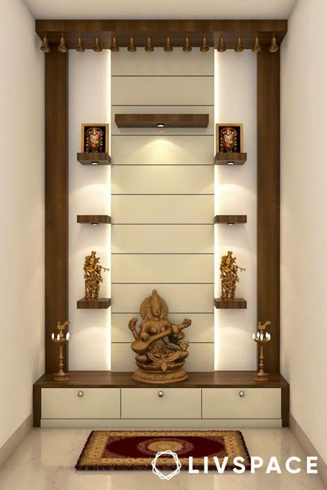 wooden-mandir-tiles-design Luxury Pooja Room Design Modern, Mandir Tiles Design, Mandir Design Puja Room Modern Wooden, Pooja Room Tiles Design, Mandir Design Puja Room Modern, Wooden Mandir Design, Mandir Design Puja Room, Pooja Design, Mandir Ideas