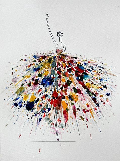 Discovering The Innovative Artistry Of Jaesuk Kim (55 Pics) Illustration Art Watercolor Artworks, Watercolor Illustration Ideas, Whimsical Watercolor Art, Whimsical Drawings, Watercolor Floral Dress, Whimsical Art Paintings, Ball Gown Prom Dresses, Modest Prom Dresses, Gown Prom Dresses